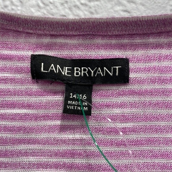 Lane Bryant Purple Stripe Cold Shoulder Ruffle Top Size 14/16 - Picture 5 of 8